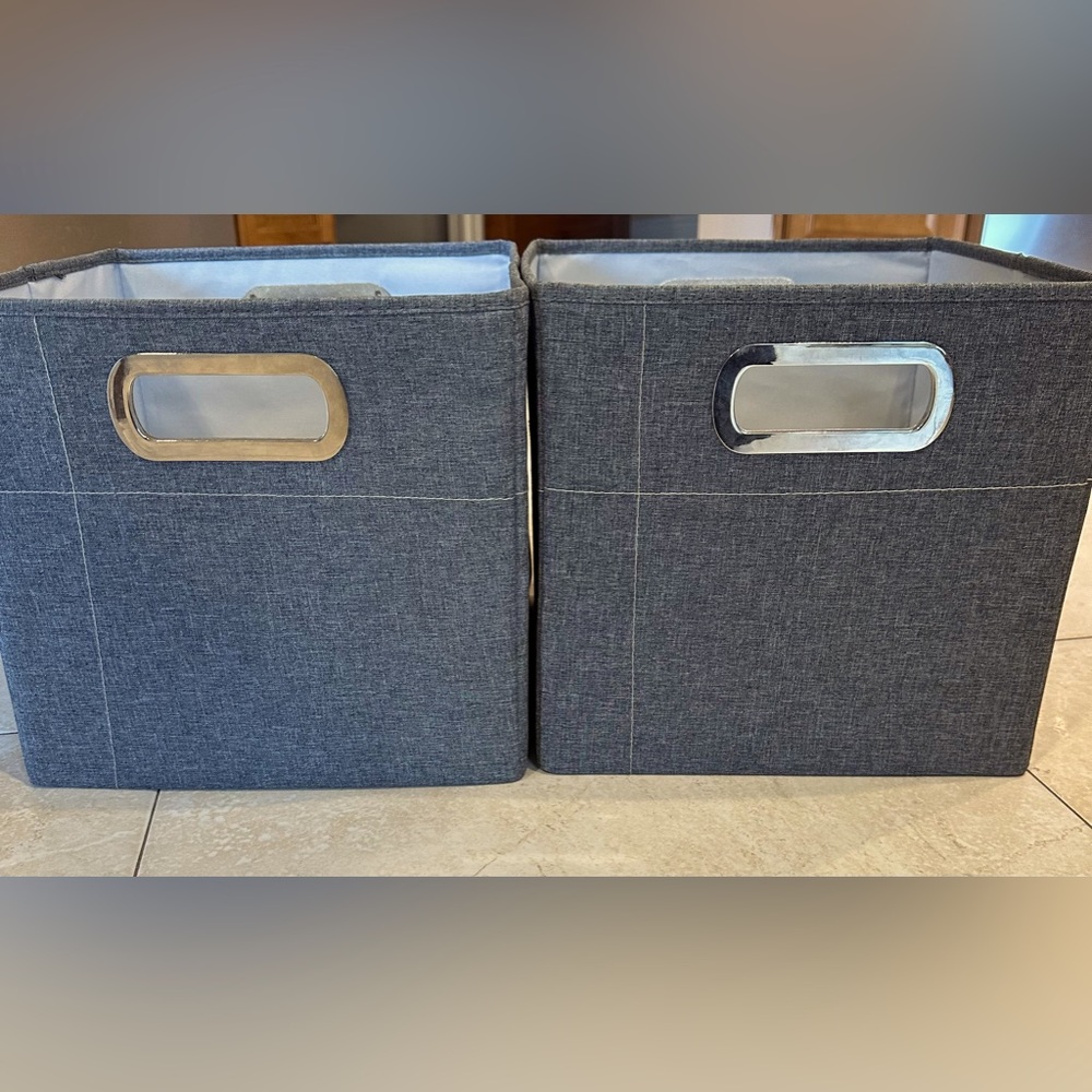 Grey Woven fabric storage bins set of 2